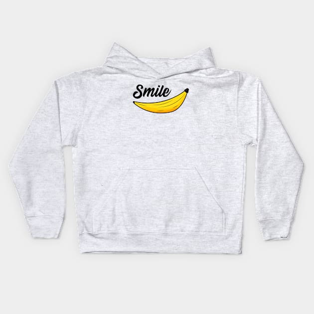 Smile Positive Banana Illustrative Kids Hoodie by niclothing